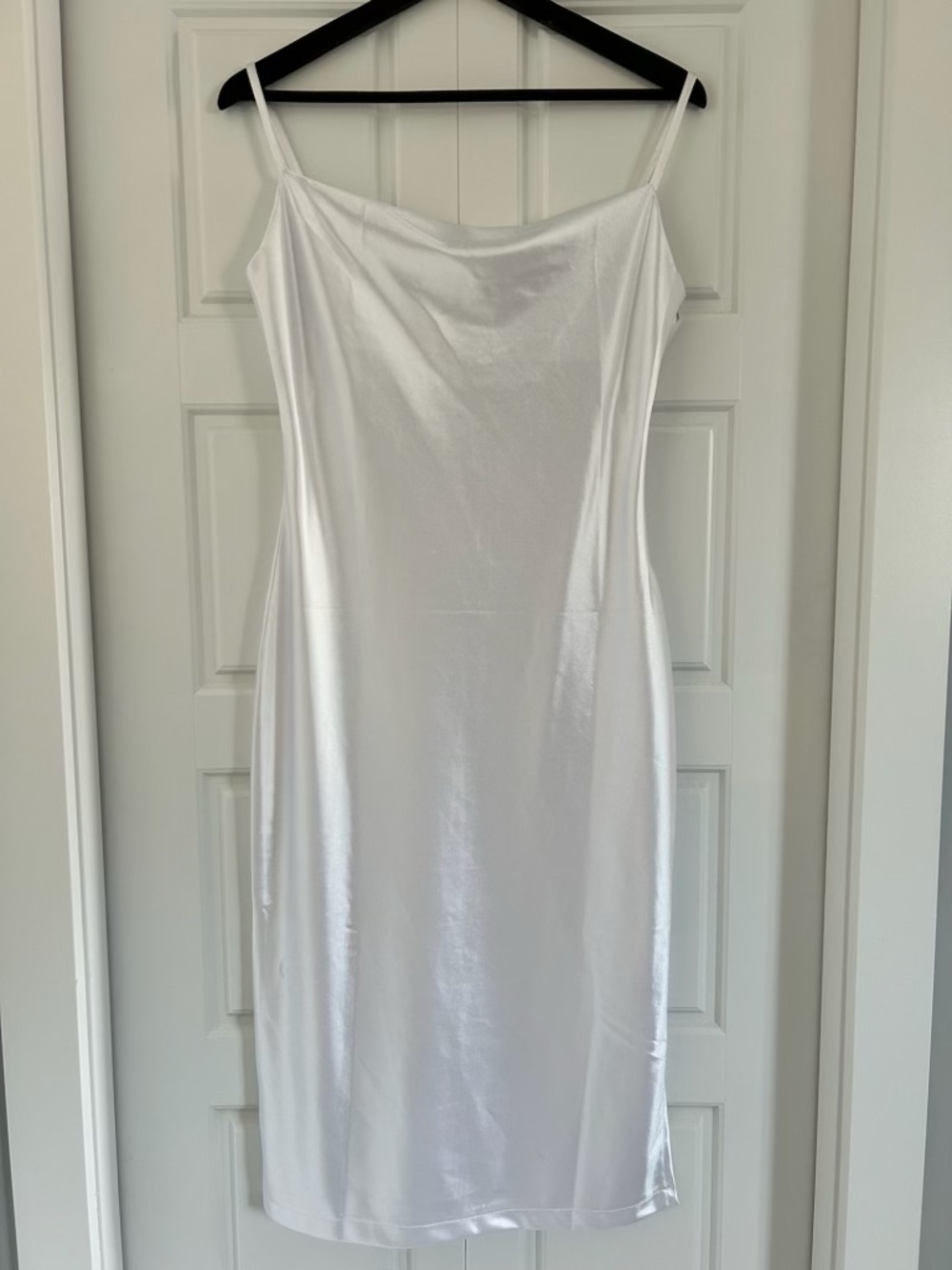 Satin Slip Dress in White